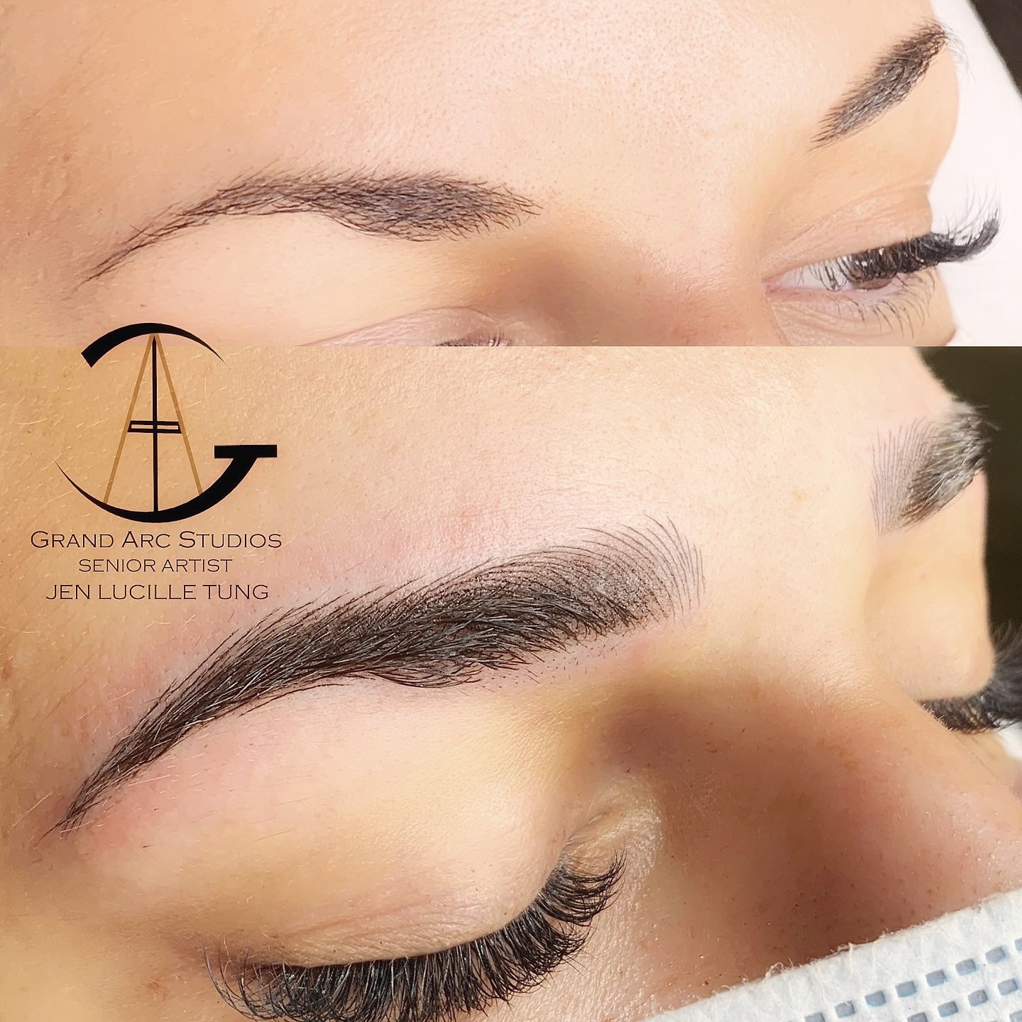 Before and after image of work by microblading artist Jen Tung