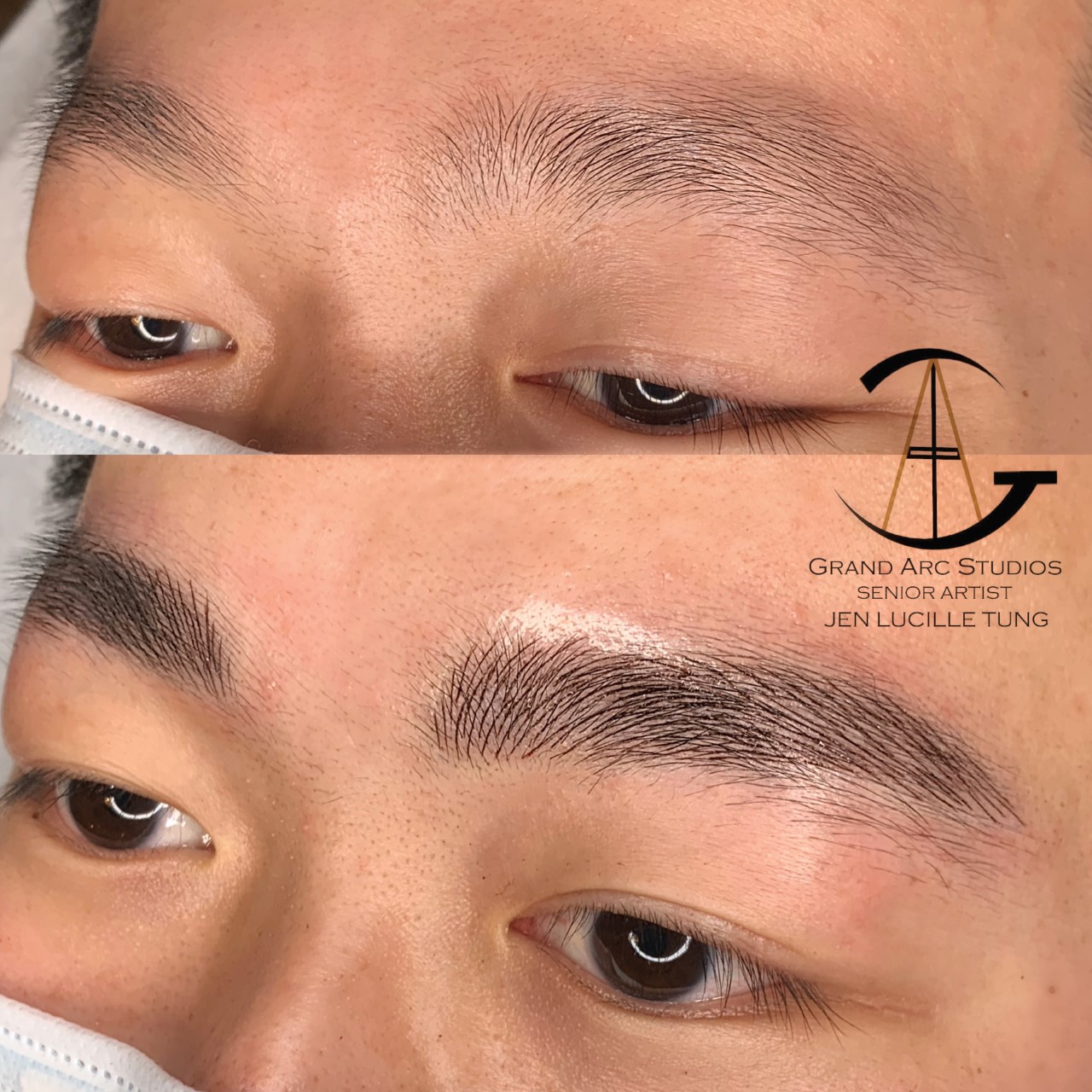 Before and after image of work by microblading artist Jen Tung