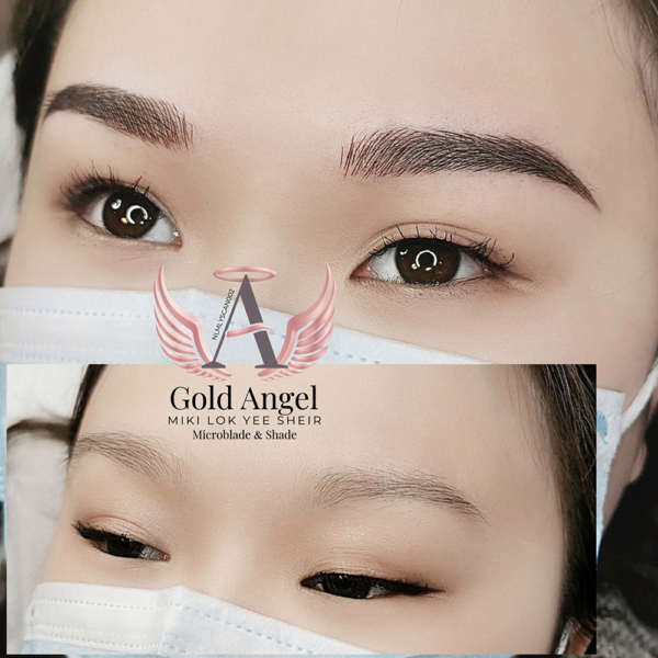 Before and after image of work by microblading artist Locinda Wong