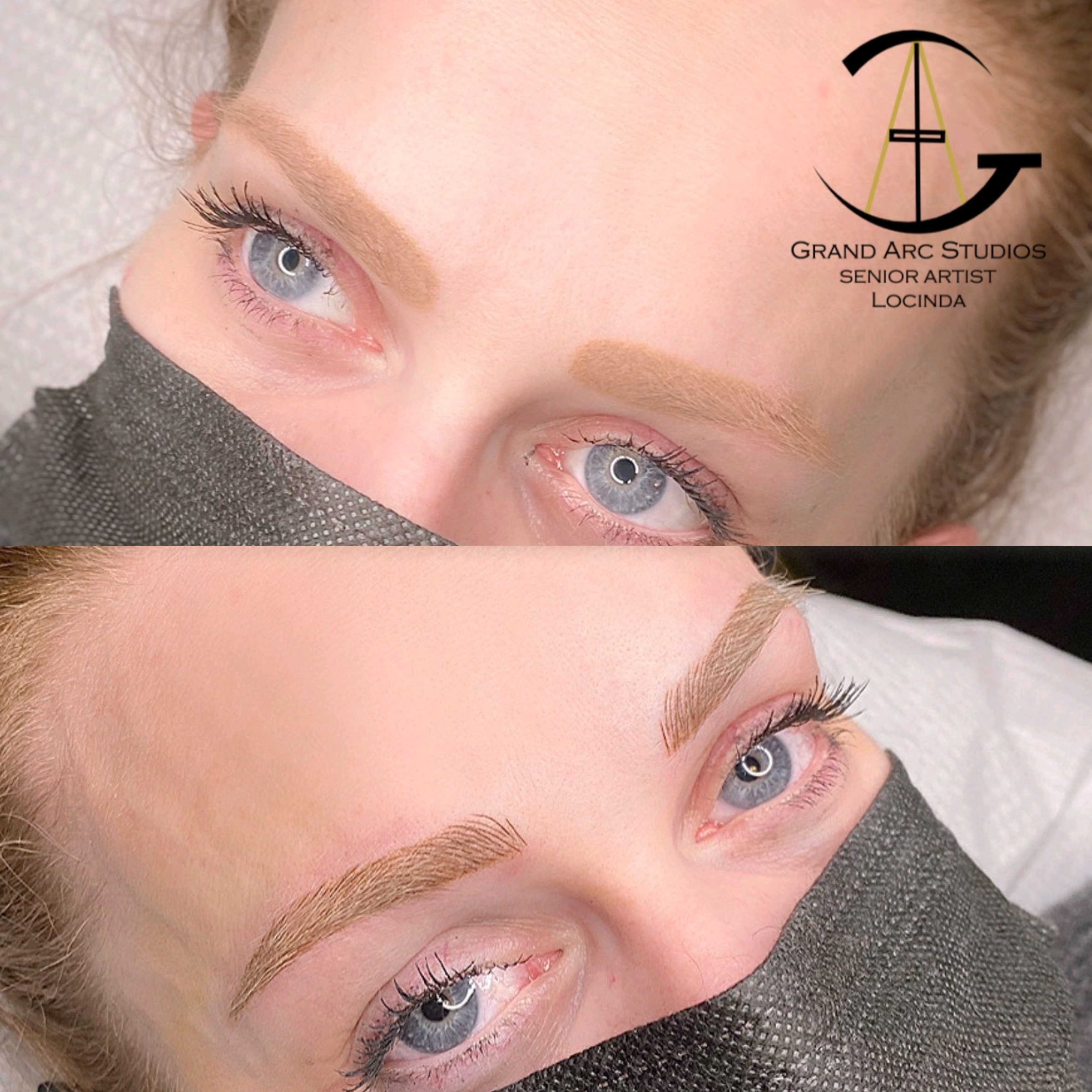 Before and after image of work by microblading artist Locinda Wong